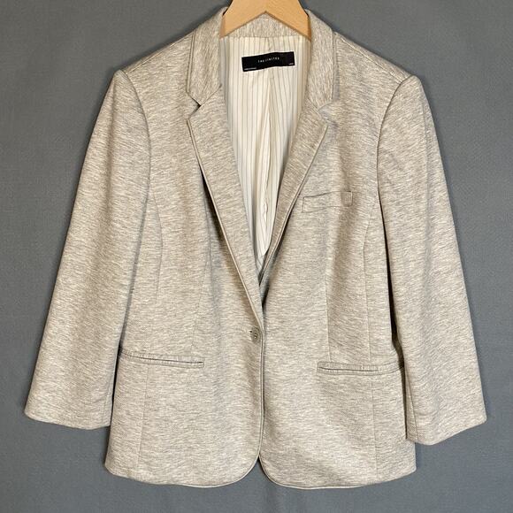 The Limited Womens Knit Blazer Size Large Single Breasted Gray Career Office - Picture 1 of 9